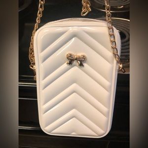 White with gold trim jelly crossbody bag .. sz small